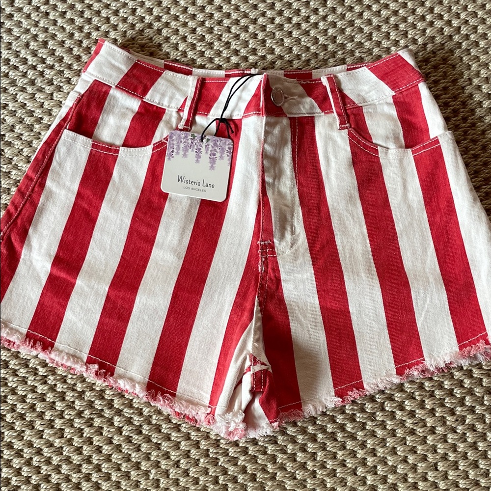 Boutique Red & White Striped Shorts